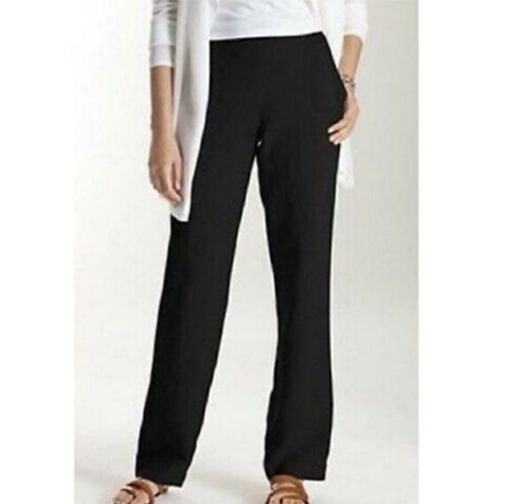 J.Jill Linen Stretch High Rise Trousers In Black #3416